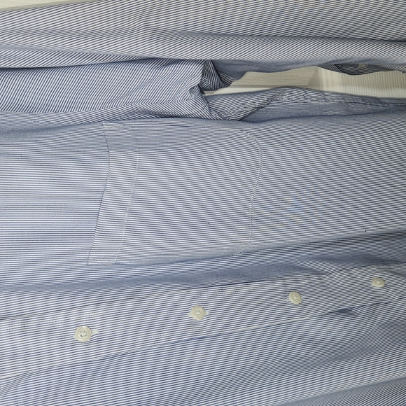 VAN HEUSEN MENS DRESS SHIRT SIZE NECK: 15.5 BLUE STRIPED - Picture 4 of 5